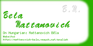 bela mattanovich business card